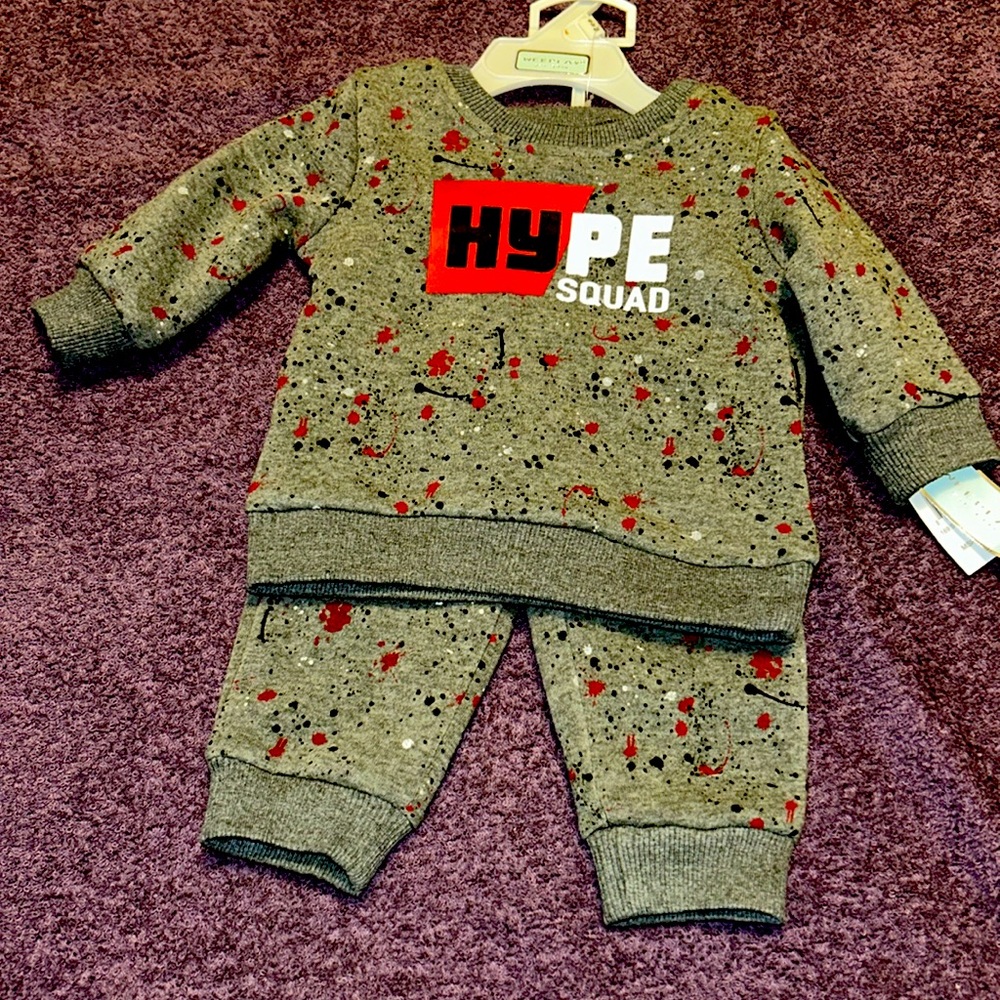 2 piece Hype Squad pants set size6-9 months only $10